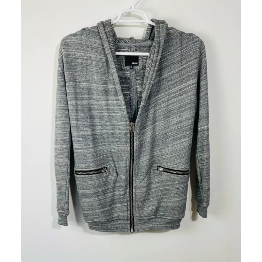 Wilfred Free Womens Hoodie Sweatshirt Gray Space Dye Zip Pockets Aritzia